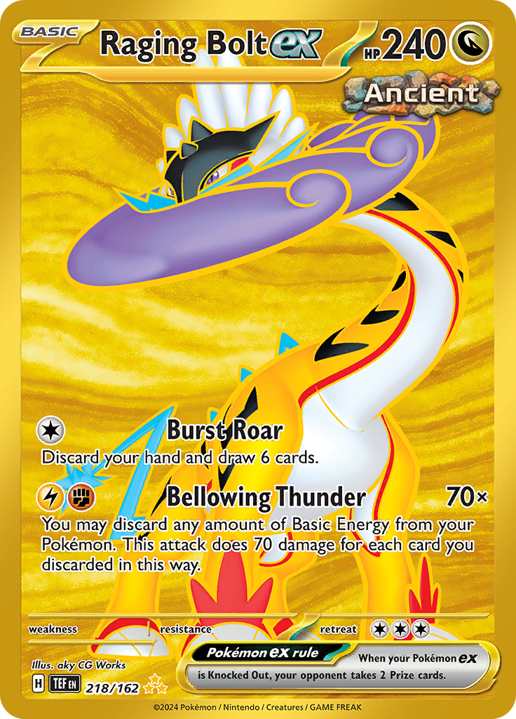 Raging Bolt ex 218/162 from Temporal Forces (TEF) - Hyper Rare English Pokémon TCG single card