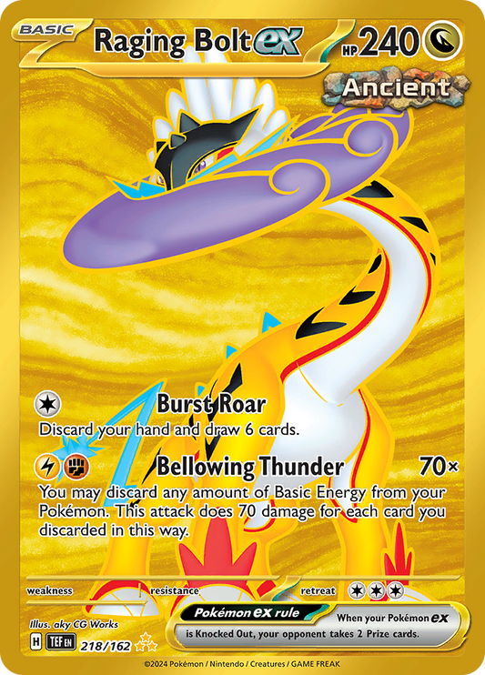 Raging Bolt ex 218/162 from Temporal Forces (TEF) - Hyper Rare English Pokémon TCG single card