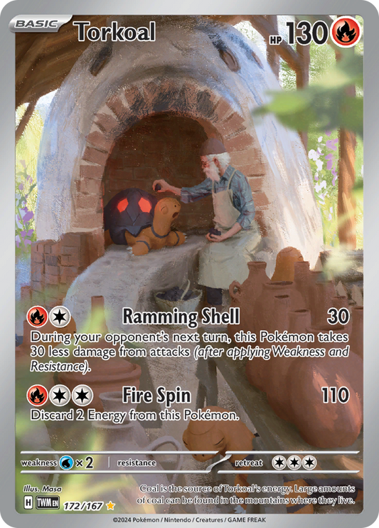 Torkoal 172/167 from Twilight Masquerade (TWM) - Illustration Rare English Pokémon TCG single card