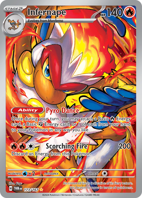 Infernape 173/167 from Twilight Masquerade (TWM) - Illustration Rare English Pokémon TCG single card