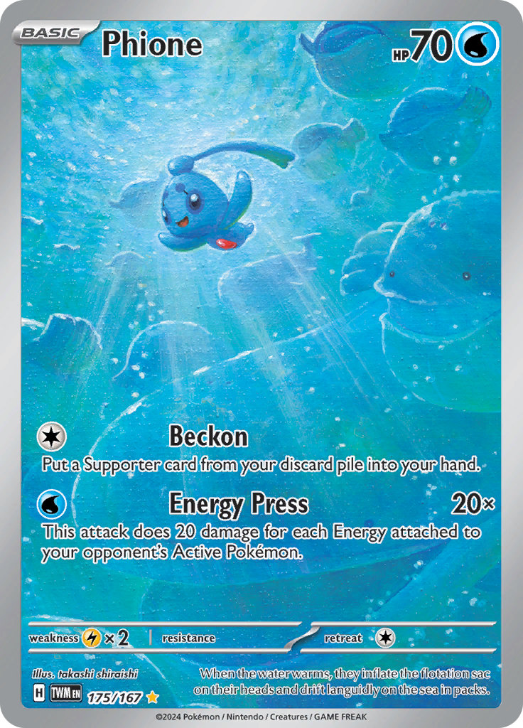 Phione 175/167 from Twilight Masquerade (TWM) - Illustration Rare English Pokémon TCG single card