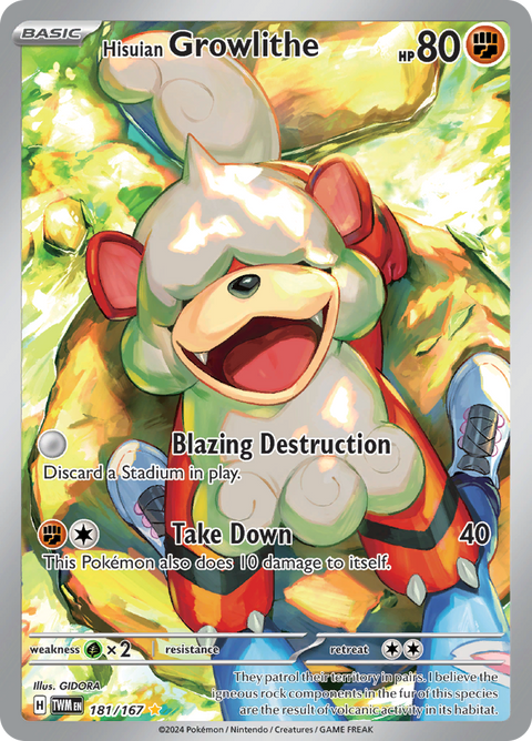 Hisuian Growlithe 181/167 from Twilight Masquerade (TWM) - Illustration Rare English Pokémon TCG single card