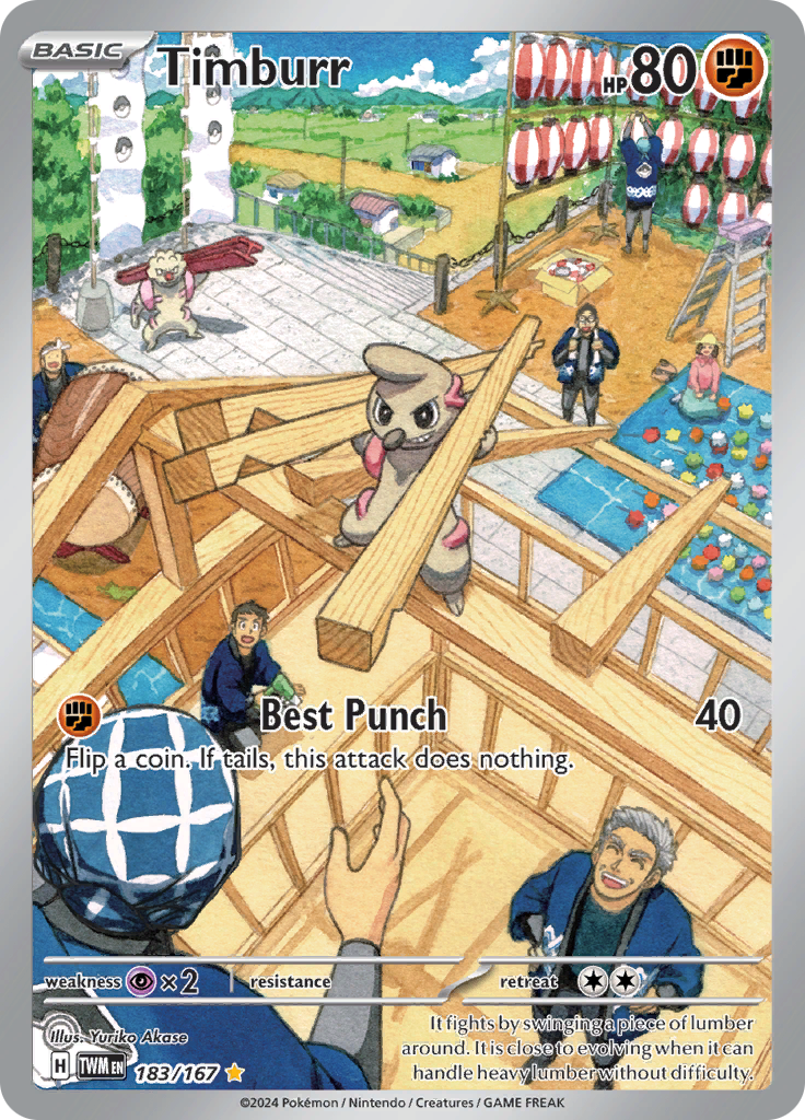 Timburr 183/167 from Twilight Masquerade (TWM) - Illustration Rare English Pokémon TCG single card