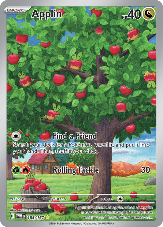 Applin 185/167 from Twilight Masquerade (TWM) - Illustration Rare English Pokémon TCG single card