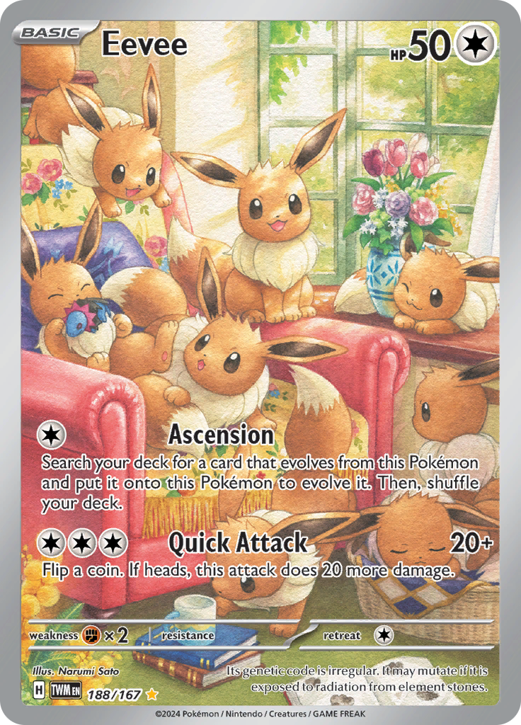 Eevee 188/167 from Twilight Masquerade (TWM) - Illustration Rare English Pokémon TCG single card