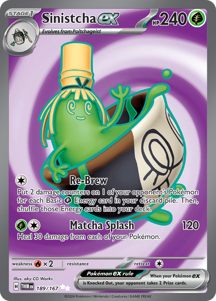Sinistcha ex 189/167 from Twilight Masquerade (TWM) - Ultra Rare English Pokémon TCG single card