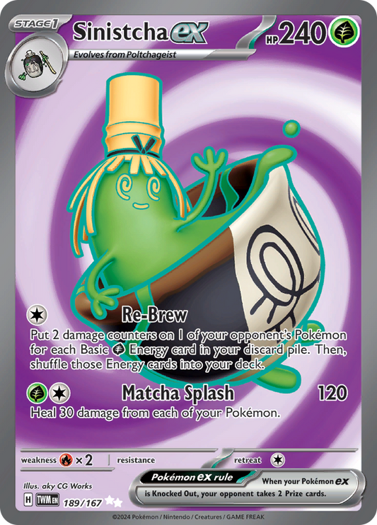 Sinistcha ex 189/167 from Twilight Masquerade (TWM) - Ultra Rare English Pokémon TCG single card