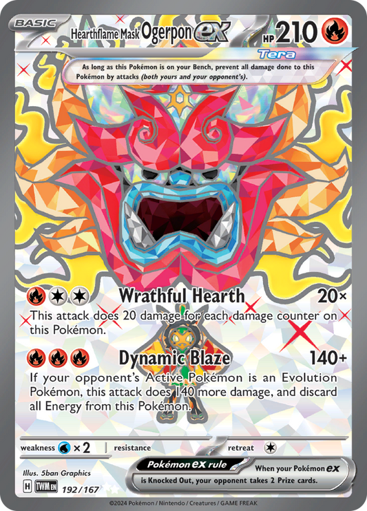 Hearthflame Mask Ogerpon ex 192/167 from Twilight Masquerade (TWM) - Ultra Rare English Pokémon TCG single card