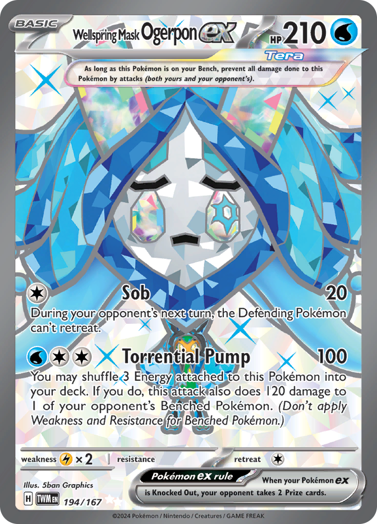 Wellspring Mask Ogerpon ex 194/167 from Twilight Masquerade (TWM) - Ultra Rare English Pokémon TCG single card