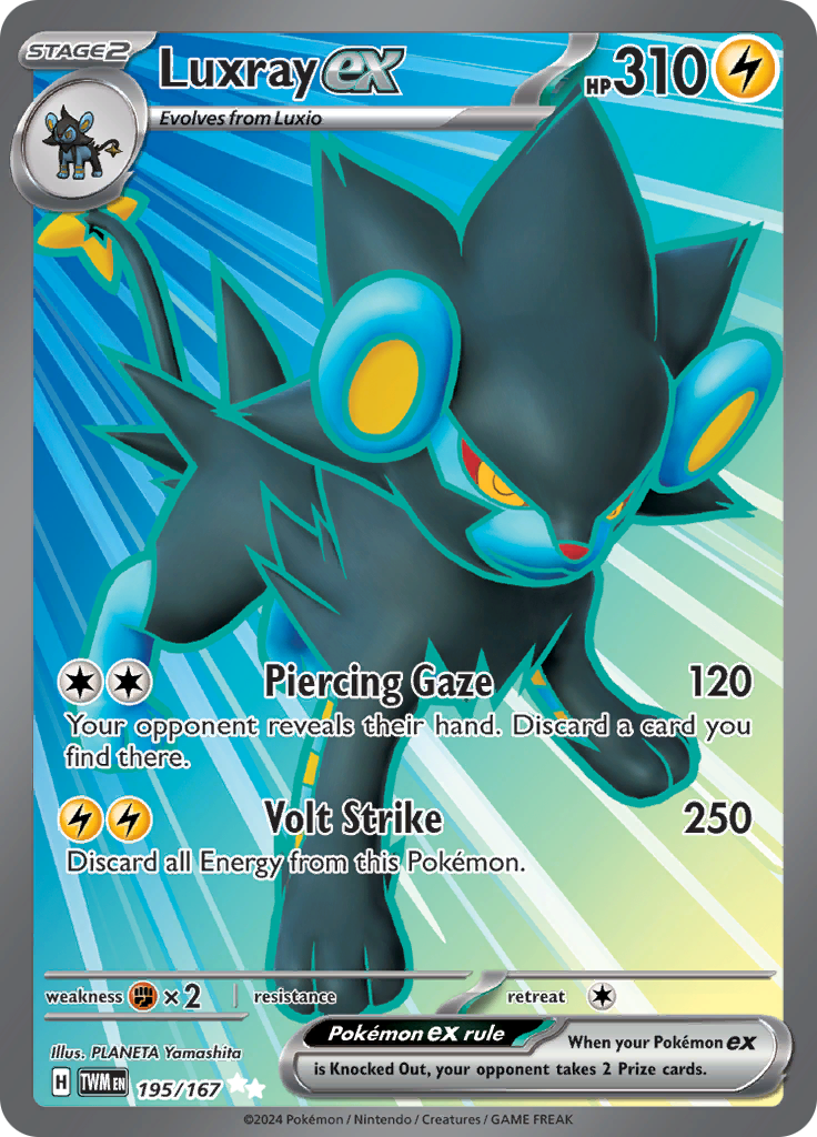 Luxray ex 195/167 from Twilight Masquerade (TWM) - Ultra Rare English Pokémon TCG single card