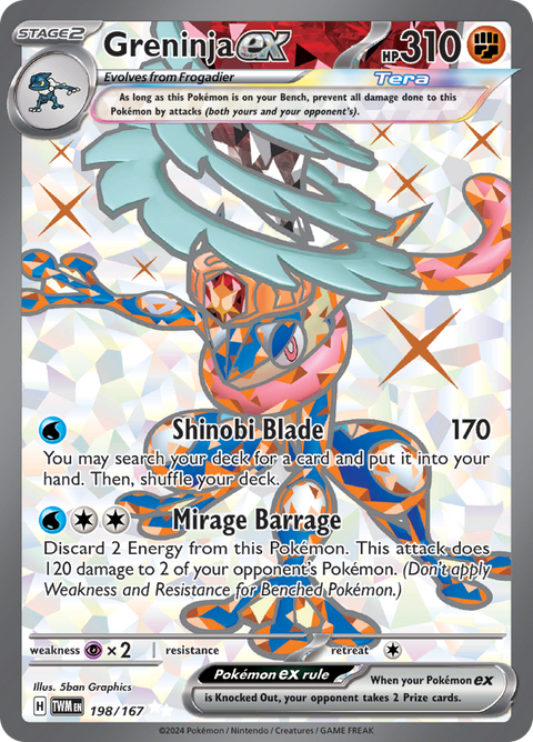 Greninja ex 198/167 from Twilight Masquerade (TWM) - Ultra Rare English Pokémon TCG single card