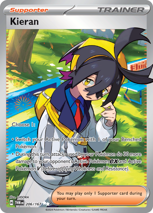 Kieran 206/167 from Twilight Masquerade (TWM) - Ultra Rare English Pokémon TCG single card
