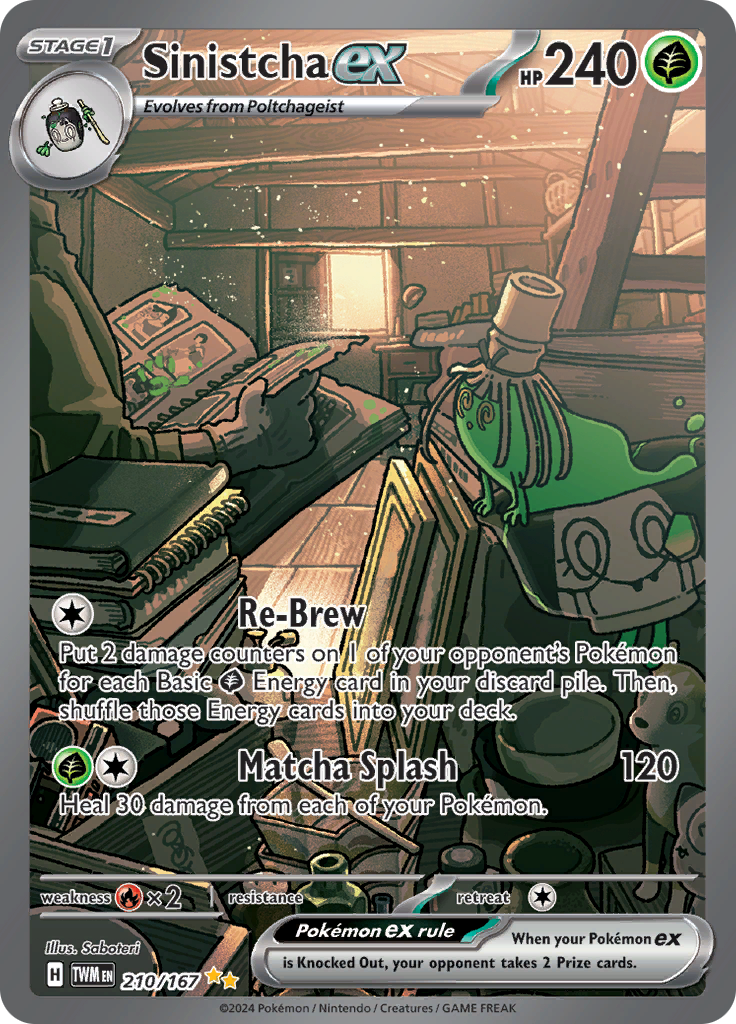Sinistcha ex 210/167 from Twilight Masquerade (TWM) - Special Illustration Rare English Pokémon TCG single card