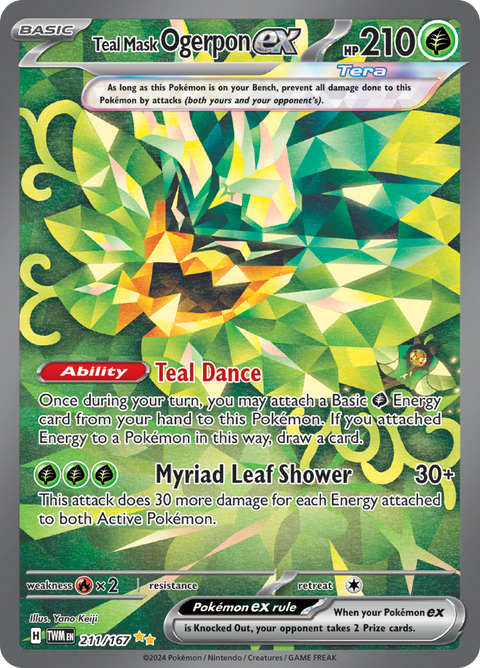 Teal Mask Ogerpon ex 211/167 from Twilight Masquerade (TWM) - Special Illustration Rare English Pokémon TCG single card