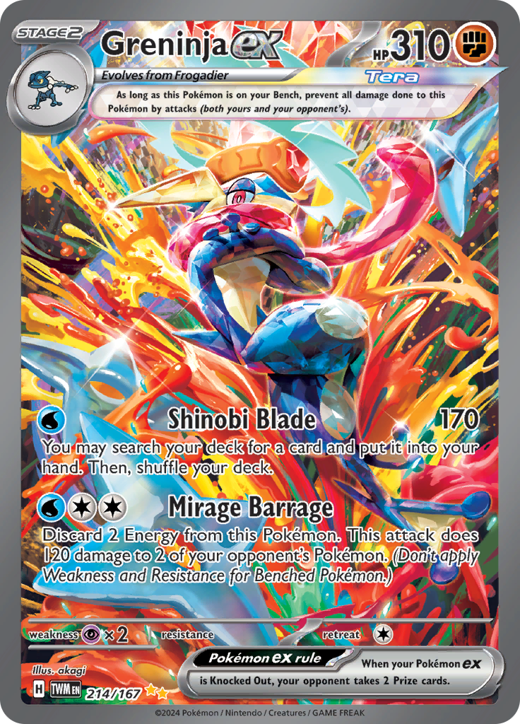 Greninja ex 214/167 from Twilight Masquerade (TWM) - Special Illustration Rare English Pokémon TCG single card