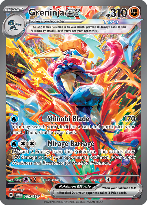 Greninja ex 214/167 from Twilight Masquerade (TWM) - Special Illustration Rare English Pokémon TCG single card