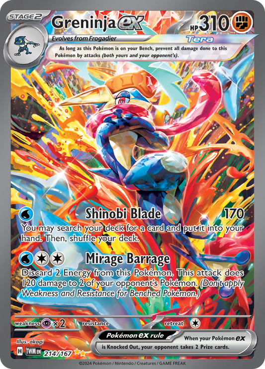 Greninja ex 214/167 from Twilight Masquerade (TWM) - Special Illustration Rare English Pokémon TCG single card