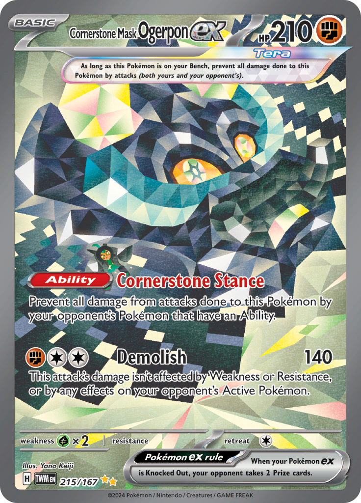 Cornerstone Mask Ogerpon ex 215/167 from Twilight Masquerade (TWM) - Special Illustration Rare English Pokémon TCG single card