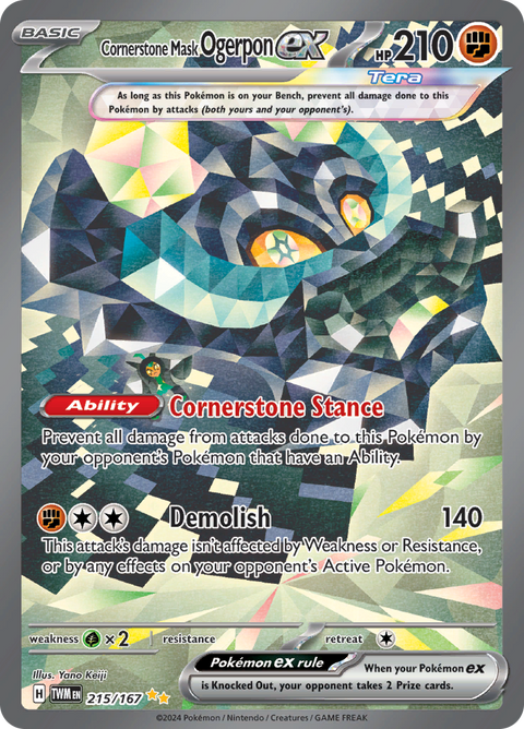 Cornerstone Mask Ogerpon ex 215/167 from Twilight Masquerade (TWM) - Special Illustration Rare English Pokémon TCG single card
