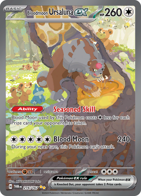 Bloodmoon Ursaluna ex 216/167 from Twilight Masquerade (TWM) - Special Illustration Rare English Pokémon TCG single card