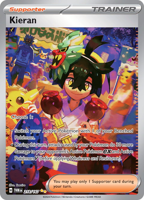 Kieran 218/167 from Twilight Masquerade (TWM) - Special Illustration Rare English Pokémon TCG single card
