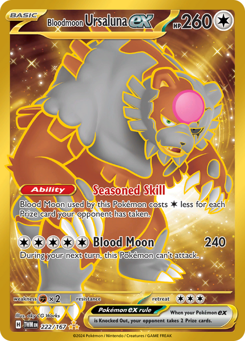 Bloodmoon Ursaluna ex 222/167 from Twilight Masquerade (TWM) - Hyper Rare English Pokémon TCG single card