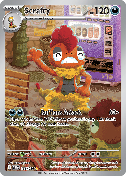 Scrafty 139/086 from White Flare (WHT) - Illustration Rare English Pokémon TCG single card