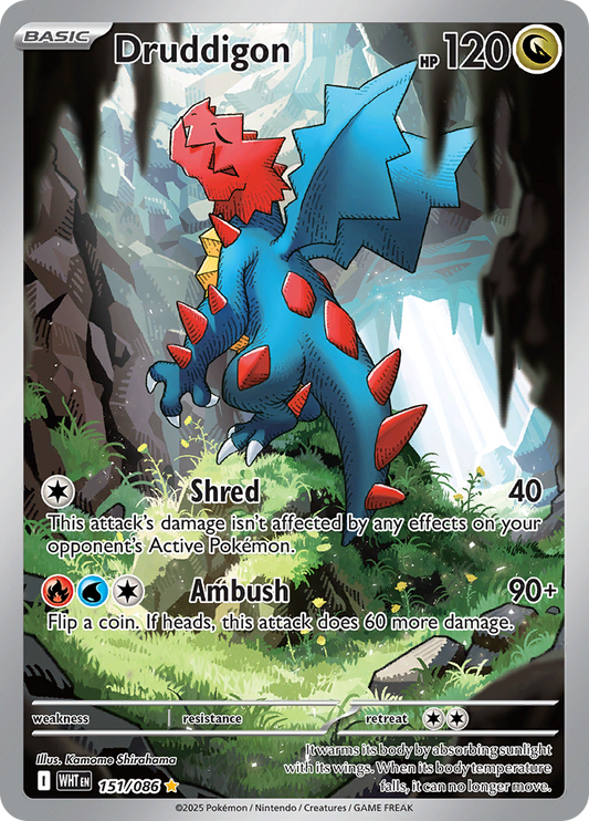 Druddigon 151/086 from White Flare (WHT) - Illustration Rare English Pokémon TCG single card