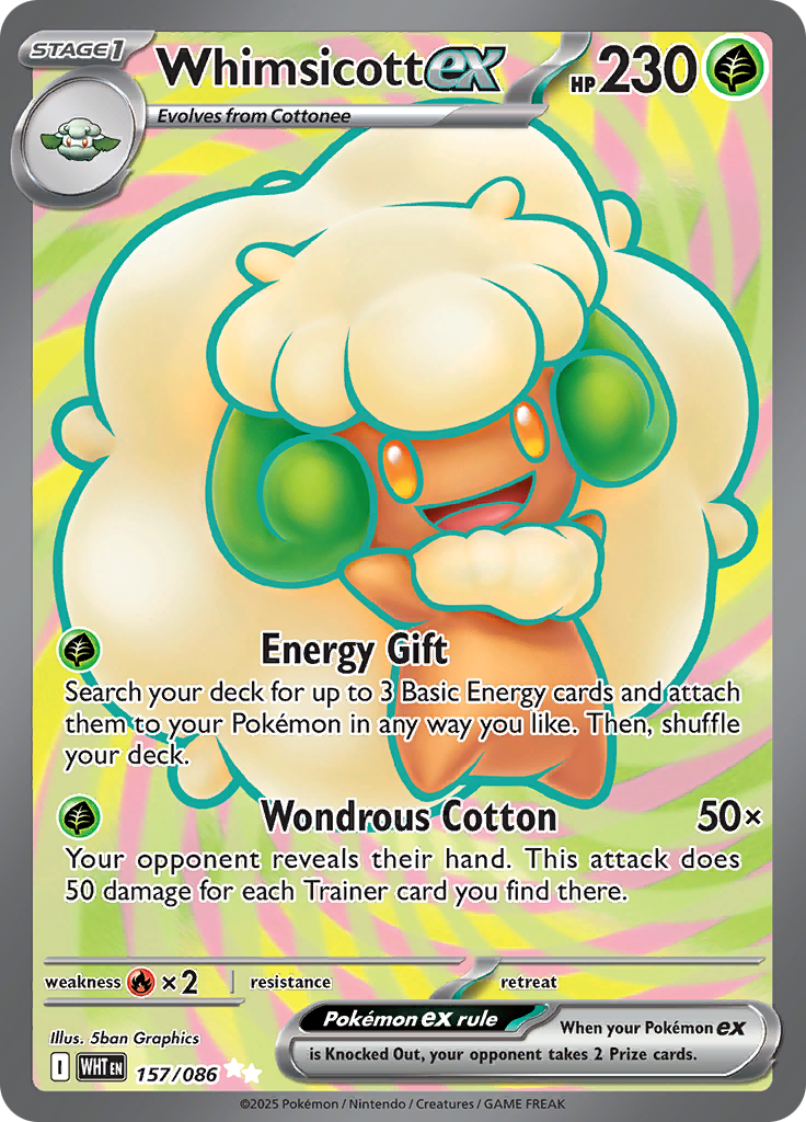 Whimsicott ex 157/086 from White Flare (WHT) - Ultra Rare English Pokémon TCG single card