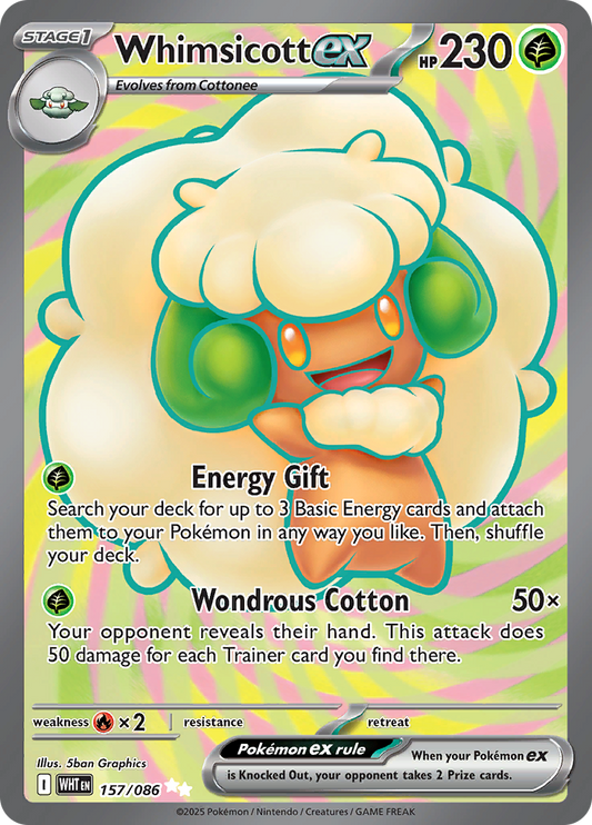 Whimsicott ex 157/086 from White Flare (WHT) - Ultra Rare English Pokémon TCG single card