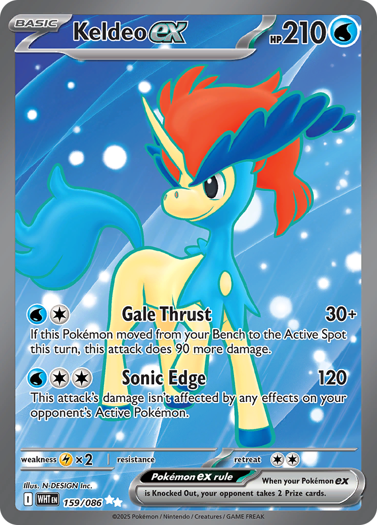 Keldeo ex 159/086 from White Flare (WHT) - Ultra Rare English Pokémon TCG single card