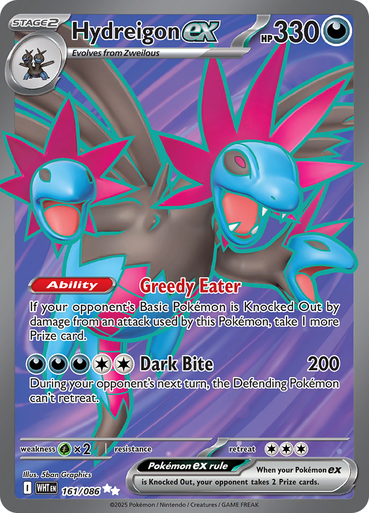 Hydreigon ex 161/086 from White Flare (WHT) - Ultra Rare English Pokémon TCG single card