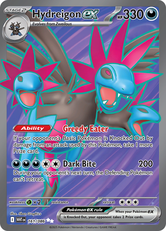 Hydreigon ex 161/086 from White Flare (WHT) - Ultra Rare English Pokémon TCG single card