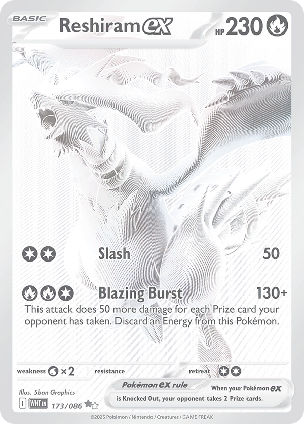 Reshiram ex 173/086 from White Flare (WHT) - Black White Rare English Pokémon TCG single card