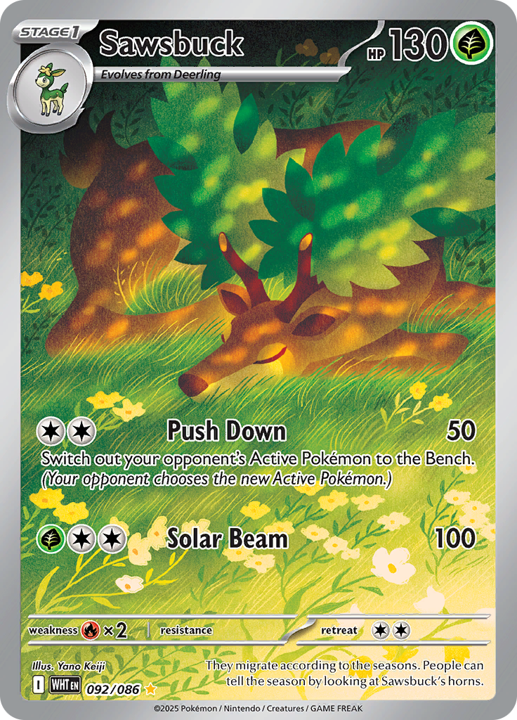 Sawsbuck 092/086 from White Flare (WHT) - Illustration Rare English Pokémon TCG single card