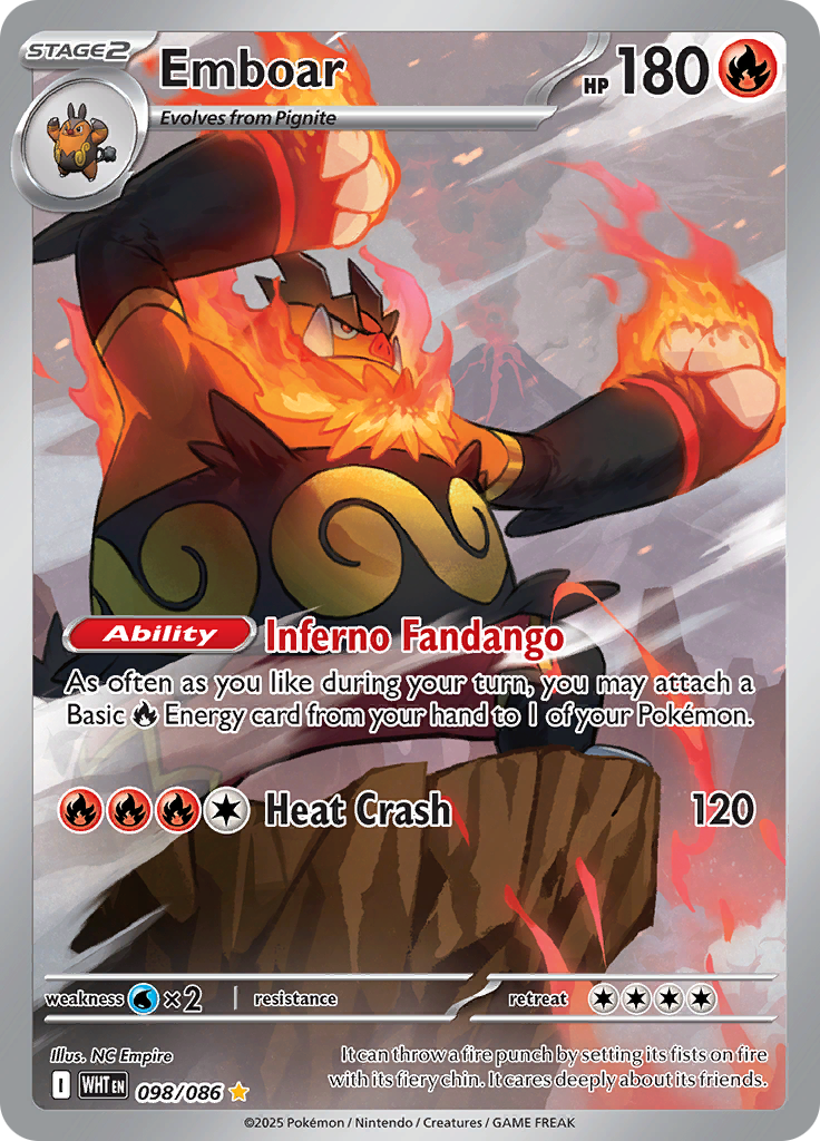 Emboar 098/086 from White Flare (WHT) - Illustration Rare English Pokémon TCG single card