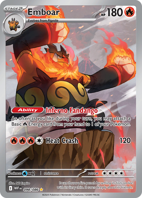 Emboar 098/086 from White Flare (WHT) - Illustration Rare English Pokémon TCG single card