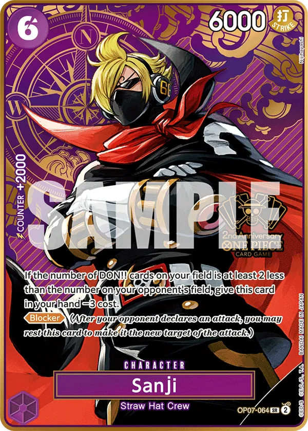 Sanji OP07-064 Japanese 2nd Anniversary Set One Piece card