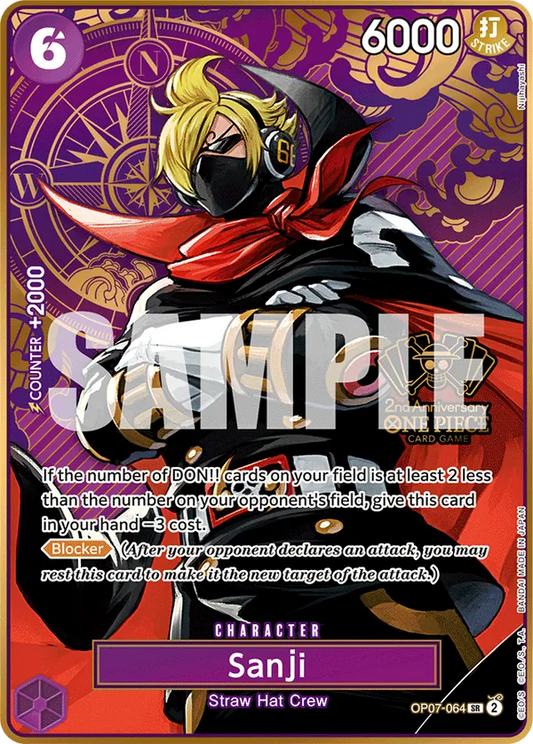 Sanji OP07-064 Japanese 2nd Anniversary Set One Piece card