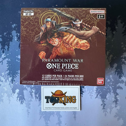 One Piece OP02 Paramount War English booster box, front view