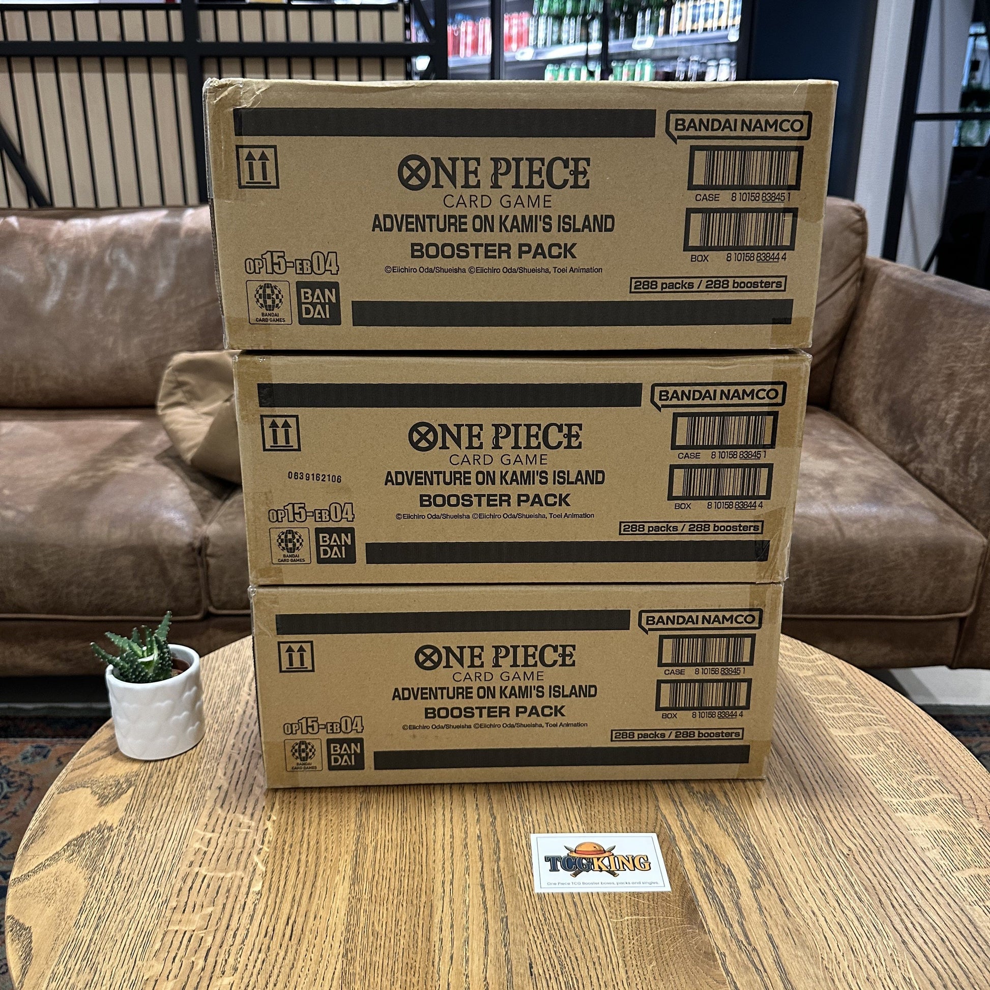 Three One Piece OP15-EB04 English sealed booster cases