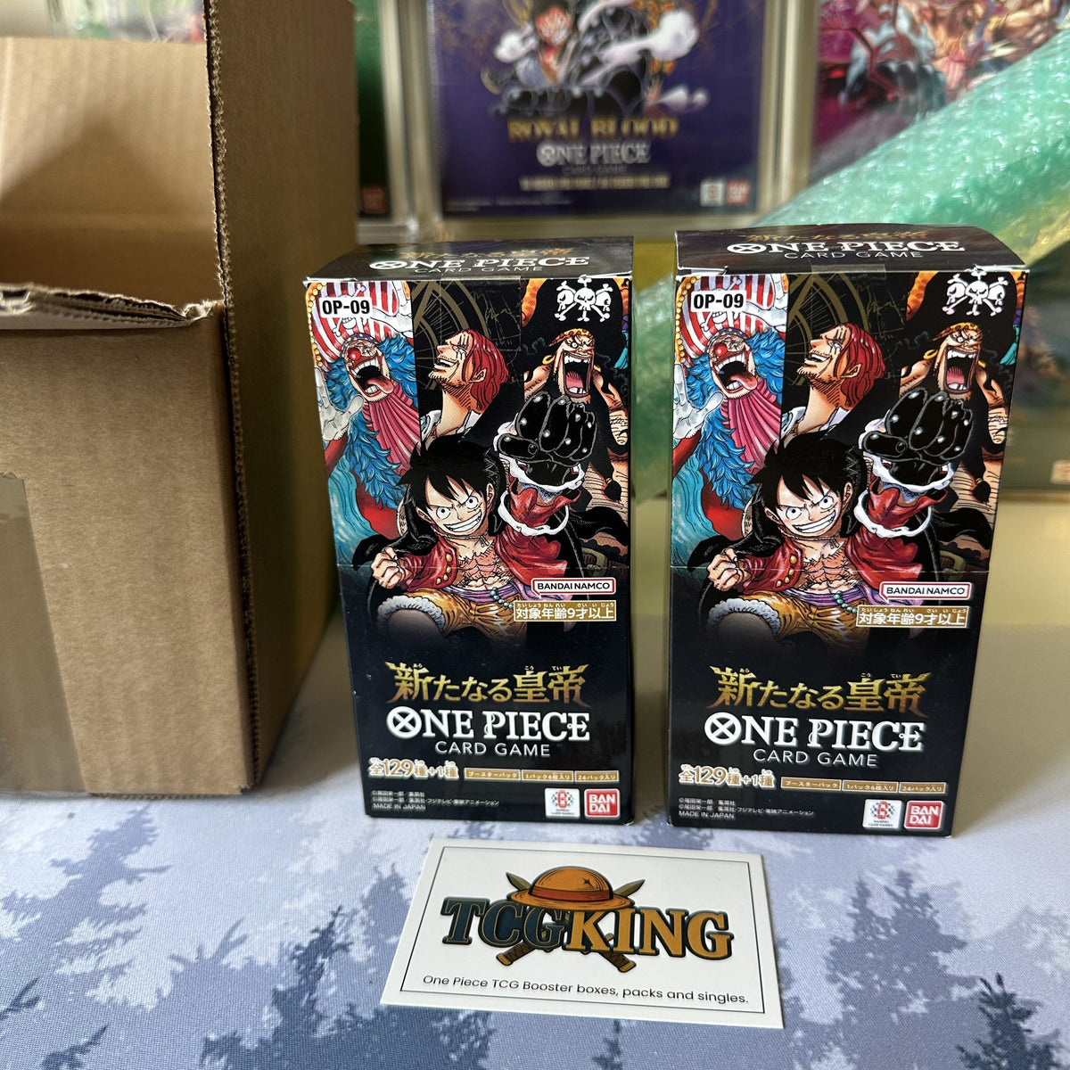 Two One Piece OP09 Emperors in the New World Japanese booster boxes