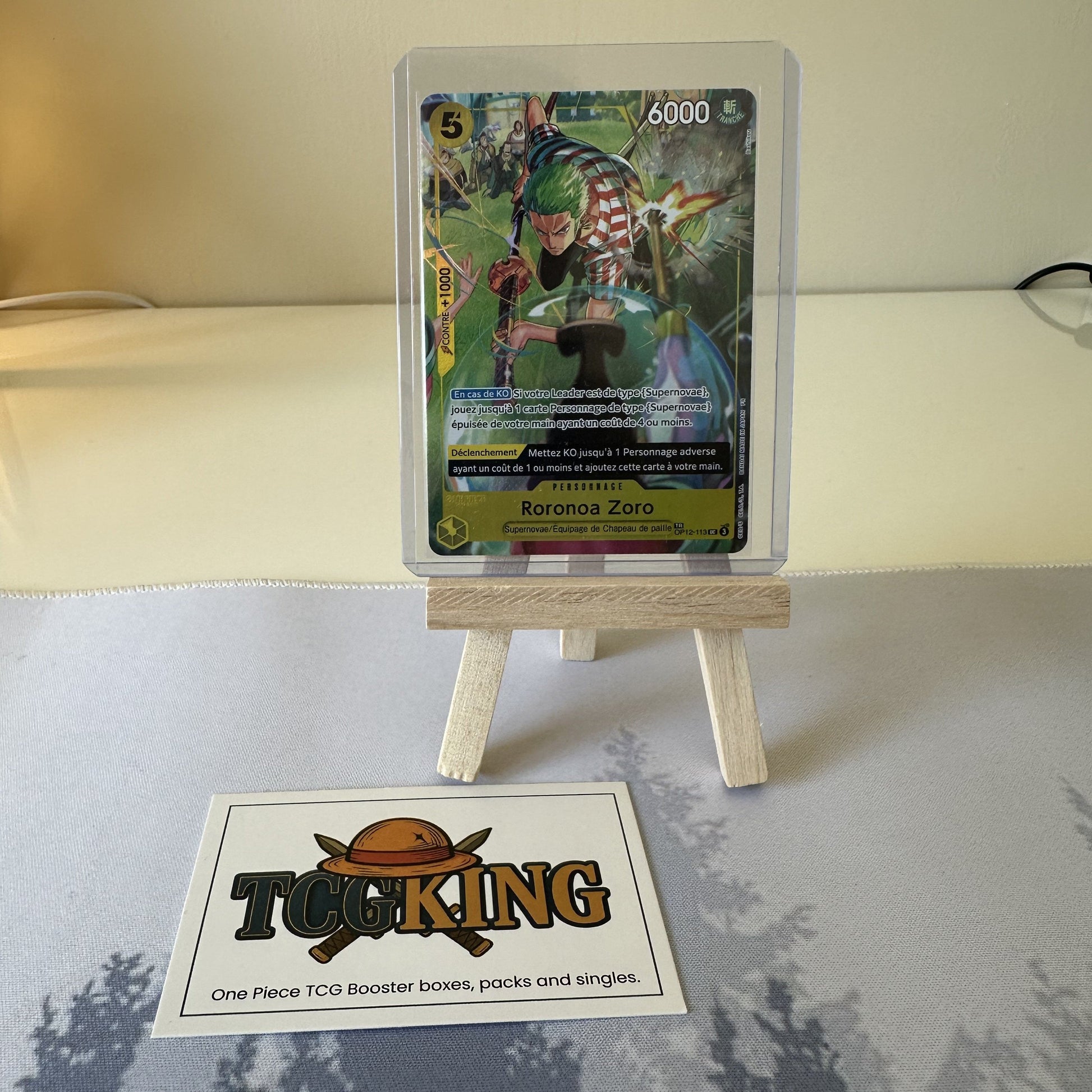 Roronoa Zoro OP12-113 French OP14-EB04 Treasure Rare One Piece card from a prepared shipment